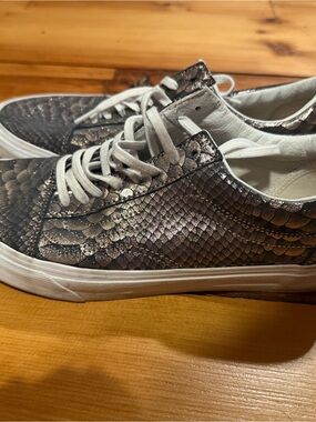 Vans Metallic Snake-Print Sneakers in Silver and Black